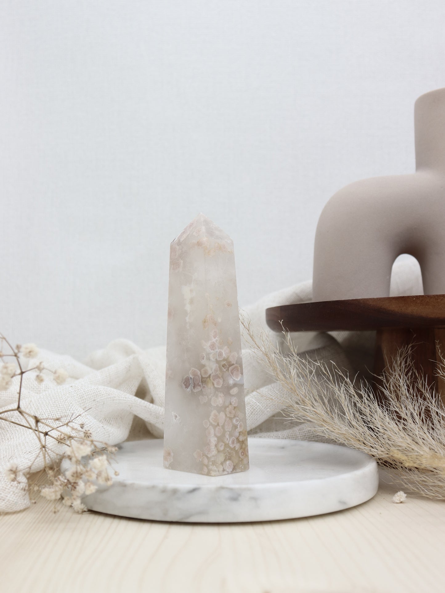Kirschblüten Chalcedon Obelisk Einzelstück #66g